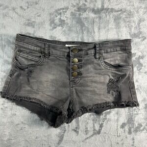 Billabong Womens Gray Distressed Button Fly Cut Off Denim Shorts Size 26